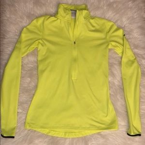Neon yellow Nike Pro Half-zip pullover SMALL